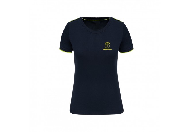 Tee shirt femme liserés jaunes